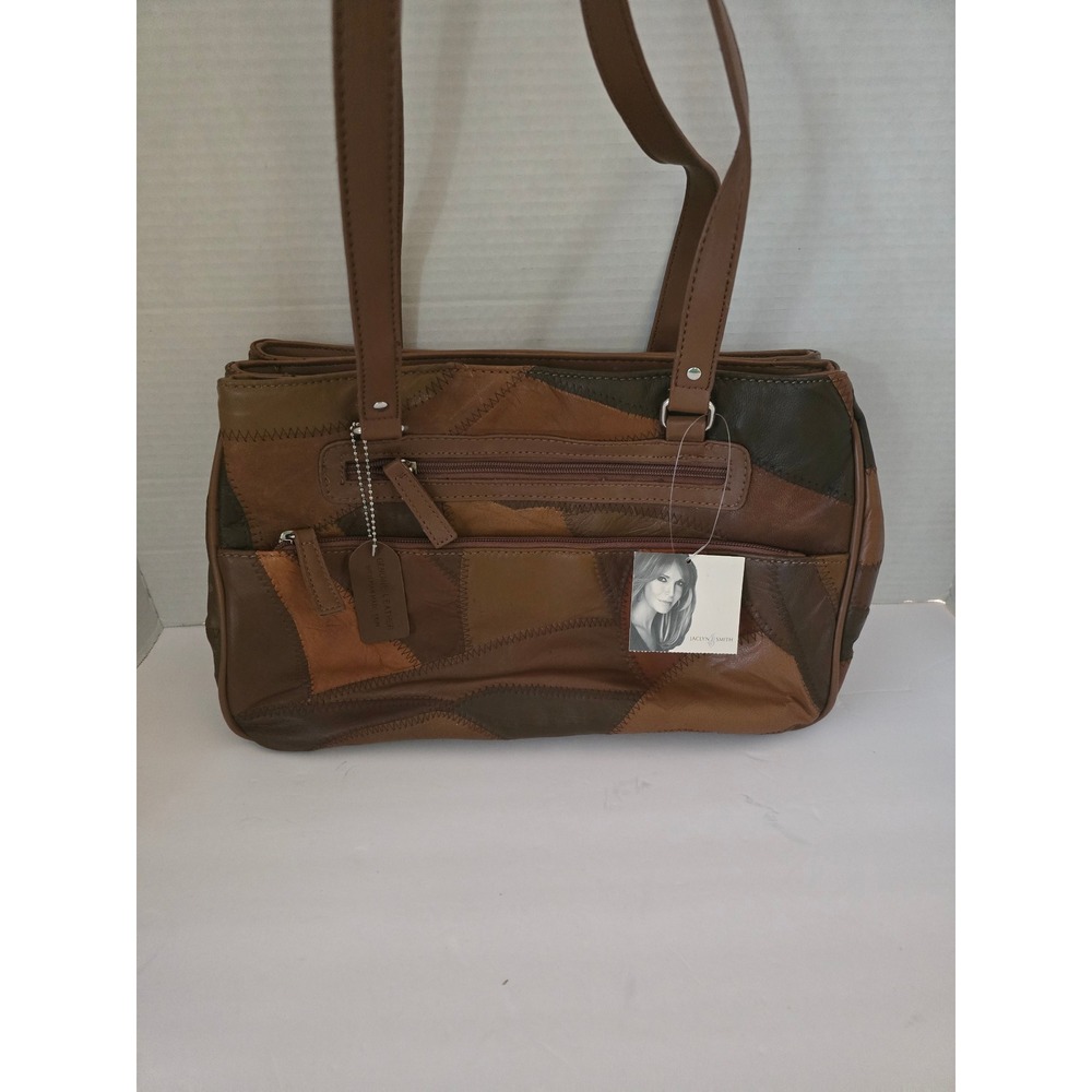 Jaclyn Smith Vintage Y2K Brown Patchwork Genuine Leather Shoulder Bag NWT